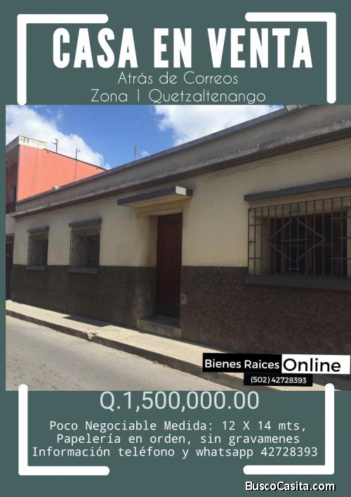 Casa en Venta por Correos Zona 1 Quetzaltenango 