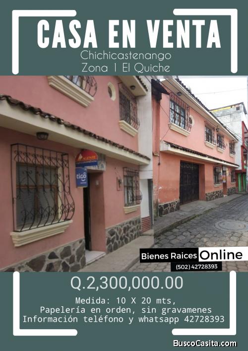 Casa en Venta Zona 1 Chichicastenango El Quiché 