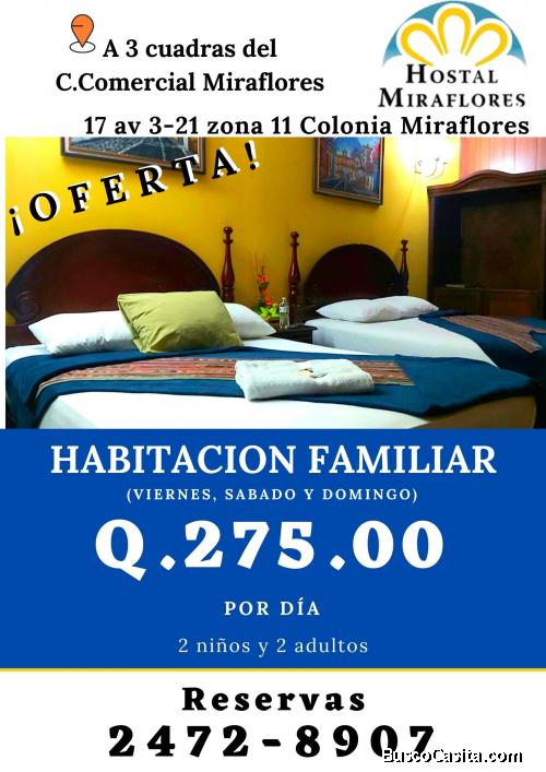 Hostal Miraflores, hospédate con tu familia cerca de lugares recreativos