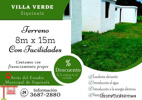 Terrenos en venta atrás del Estadio de Siquinala 