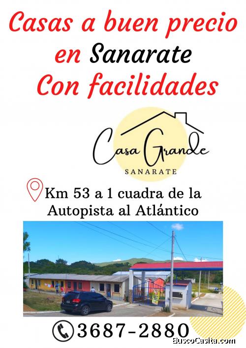 Casas a buen precio a 1 cuadra de la Autopista en Sanarate 