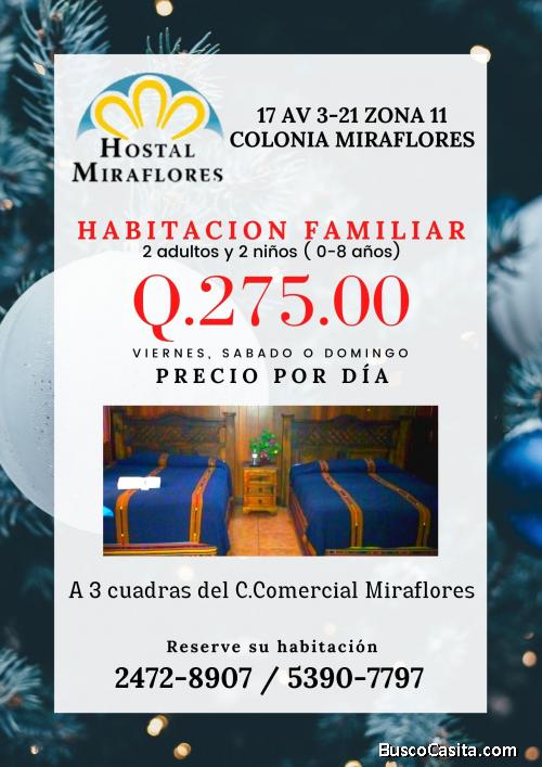 Hostal Miraflores, hospedaje familiar cerca de Cercial Miraflores