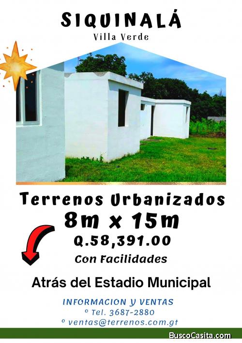 Adquiérelo tú, terrenos cerca del Parque de Siquinala