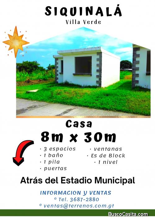 Adquiérela tú, casa cerca del Parque de Siquinala