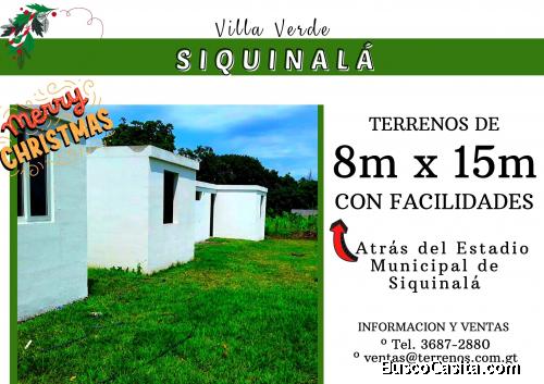 OFERTA!! Terrenos en venta cerca del Parque de Siquinala 