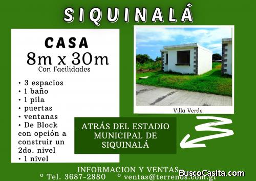 Casa a la venta en Siquinala