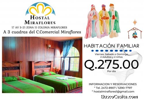 Hostal Miraflores... habitaciones familiares sanitizadas