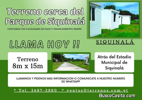 Terrenos a la venta cerca del Parque de Siquinala 