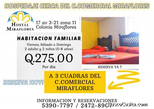 Hostal Miraflores, habitaciones familiares con tv cable
