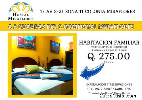 Hostal Miraflores, habitaciones familiares cómodas 