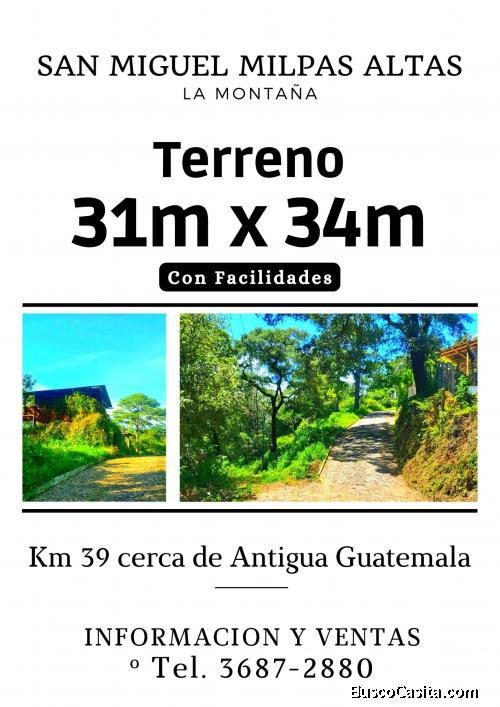 Vendo terreno cerca de Antigua Guatemala, km 39