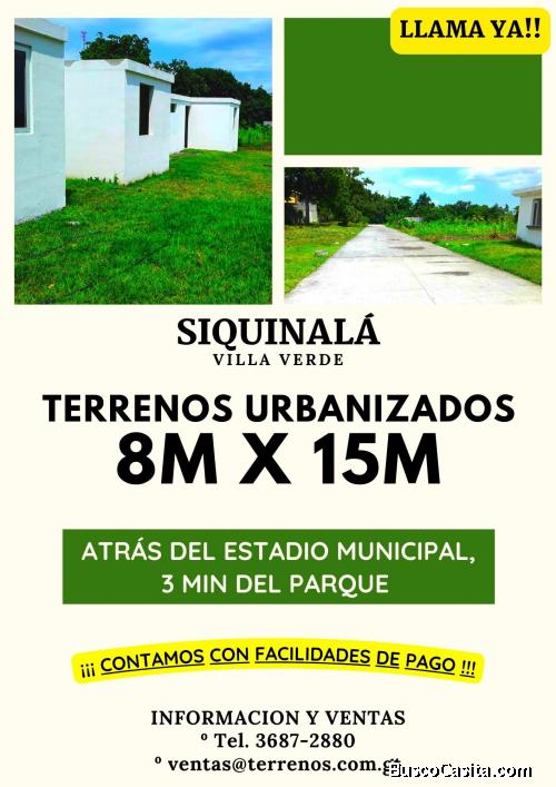 No te quedes sin tu terreno en Siquinala!!