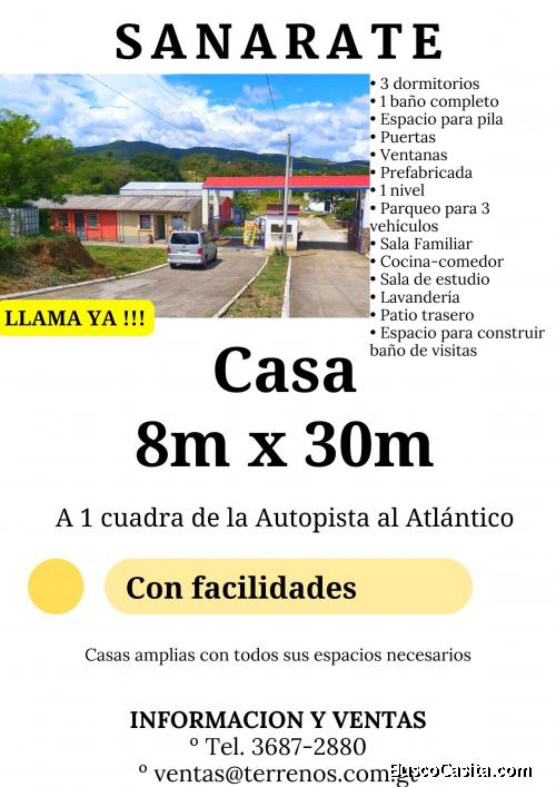 Casas a la venta en Sanarate a un super precio!!