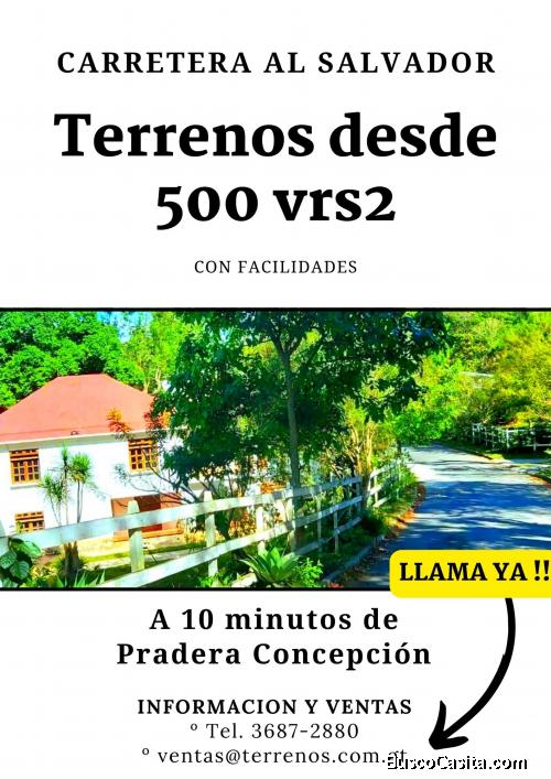 Terrenos a la venta a 10 min de Pradera Concepción, llama ya!!