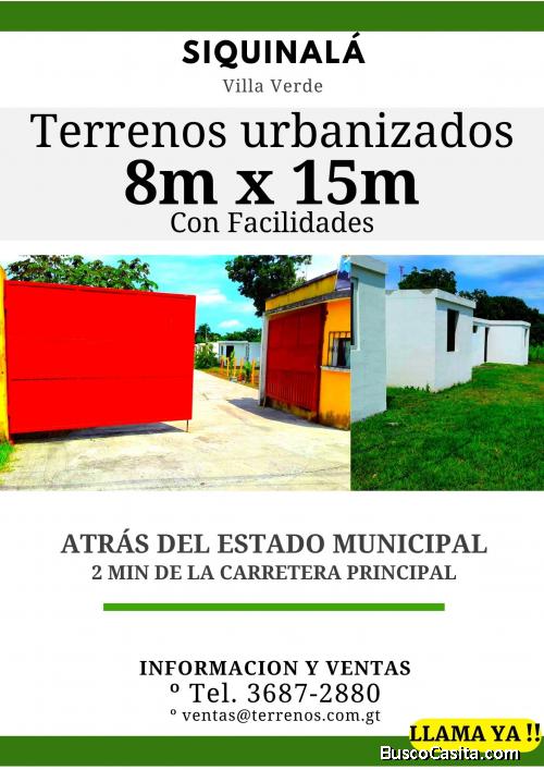 Ya tienes tu regalo? Terrenos a la venta en Siquinala