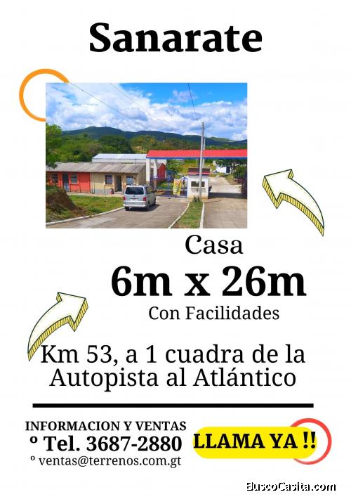 Llama, casa en Sanarate, negociable!!