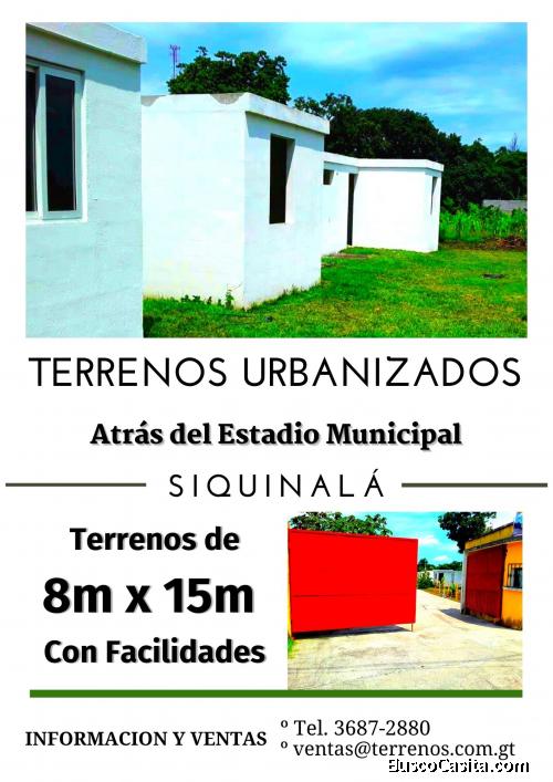 Invierte! Terrenos a la venta atrás del Estadio de Siquinala