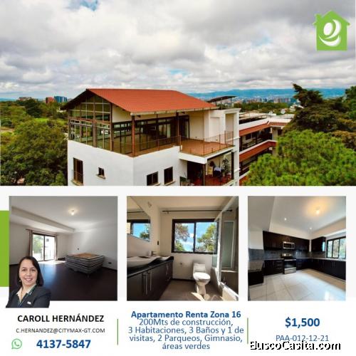 Rento Amplio Apartamento de 200 Mts2 en Solaria, bulevar la Montaña Zona 16