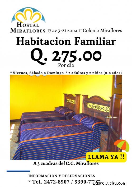 Hostal Miraflores te ofrece habitaciones familiares 