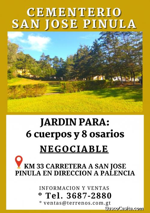 Ganga de terrenos en Cementerio Los Jardines, llame ya!