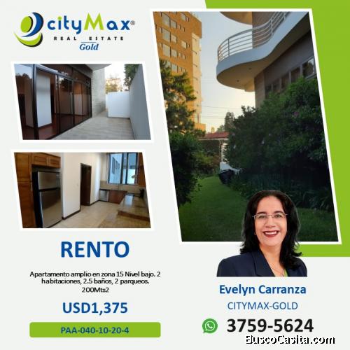 APARTAMENTO EN RENTA EN NIVEL BAJO EN ZONA 15