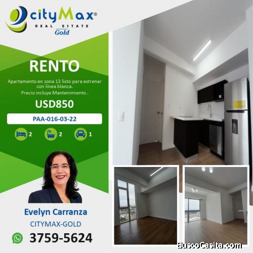 Apartamento en renta en zona 13 