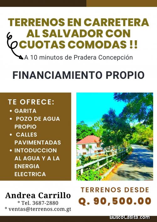 Lindos terrenos en venta en Carretera al Salvador