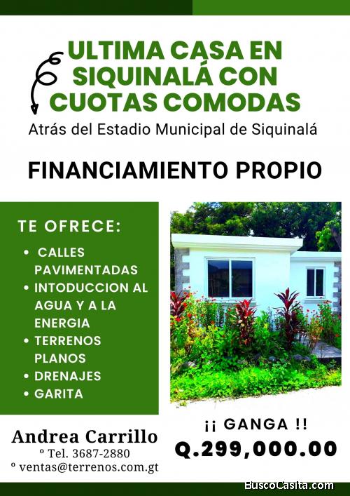 Linda casa en venta en Siquinala