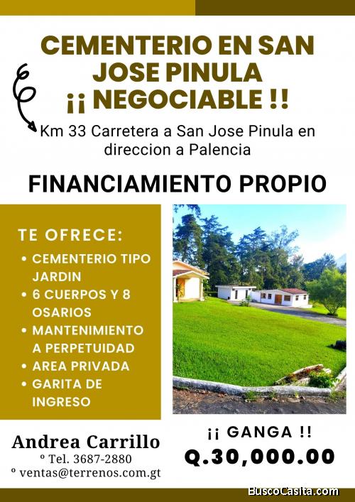 Cementerio tipo jardín a la venta en San José Pinula