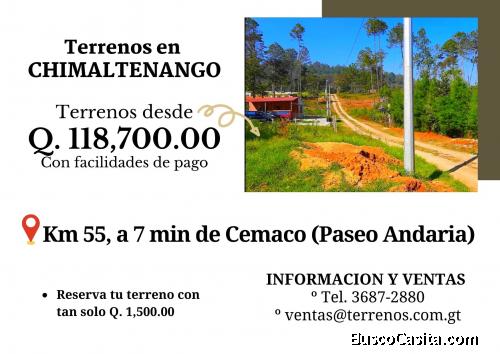 Terrenos en área privada de Chimaltenango
