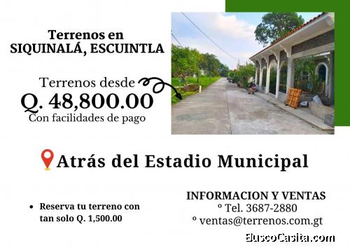 Terrenos en residenciales Villa Verde en Siquinala