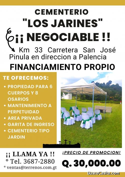 Es tiempo de comprar tu terreno en Cementerio Los Jardines!!