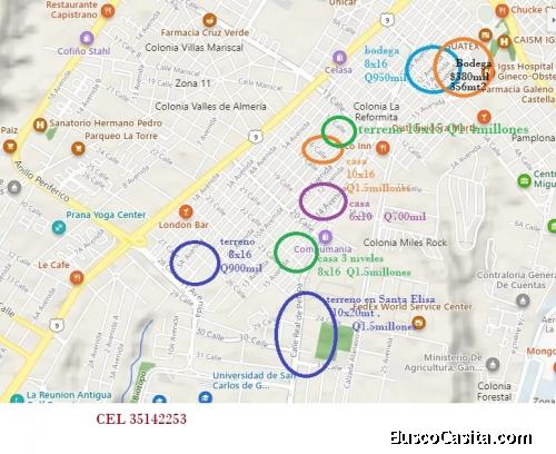 VENTA DE CASAS ,TERRENOS Y BODEGA EN ZONA 12 REFORMITA