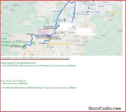 Venta en VILLA NUEVA  de Apartamento Y casas