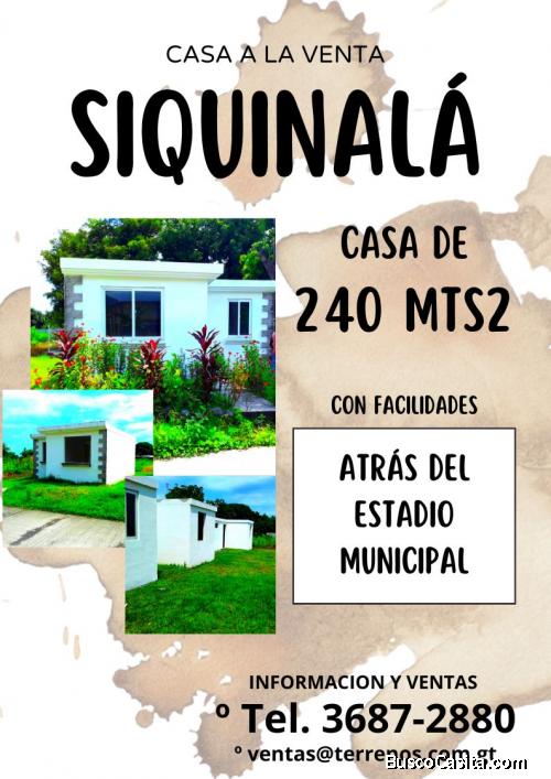 EN VENTA! Casa con facilidades en Siquinala