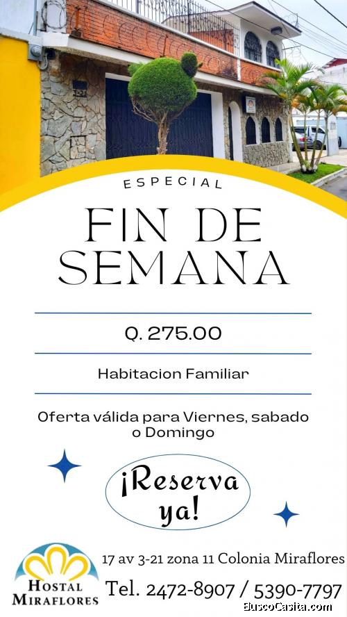 Hospedaje para toda la familia desde Q. 275.00 en la Cuidad de Guatemala