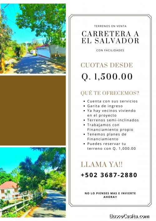 Terrenos a la venta en Carretera a El Salvador, llama ya!!