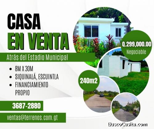 Casa en Siquinala a tan solo Q.299,000.00