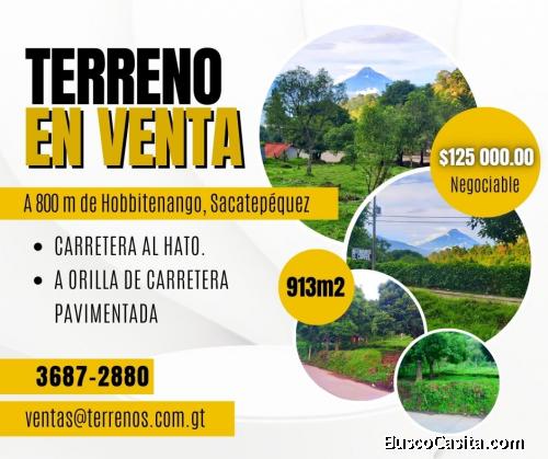 Terreno a 800m de Hobbitenango a orilla de carretera