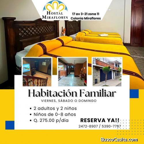 Comunícate con nosotros y reserva tu habitación familiar