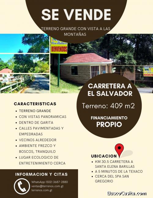 Vendo lindo y grande terreno en Carretera a El Salvador