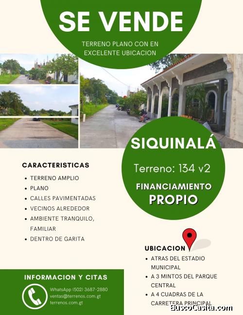 Vendo lindo y grande terreno en Siquinala