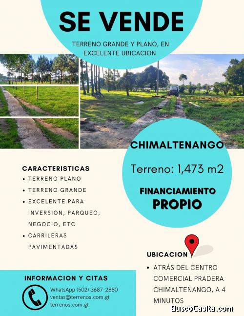Vendo terreno lindo y plano en Chimaltenango