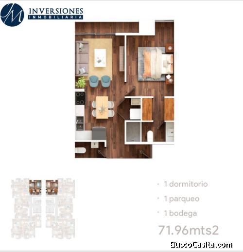 Apartamento de 1 dormitorio en venta  zona  10