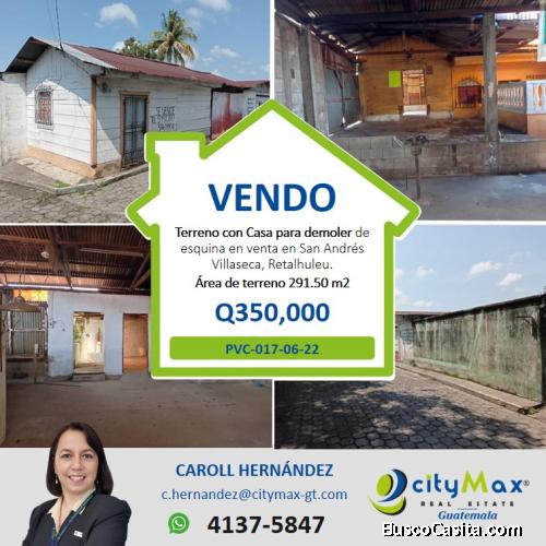Terreno en Venta con Casa en San Andrés Villaseca, Retalhuleu