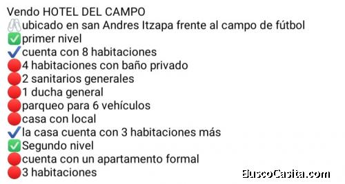 Vendo hotel ya acreditado 