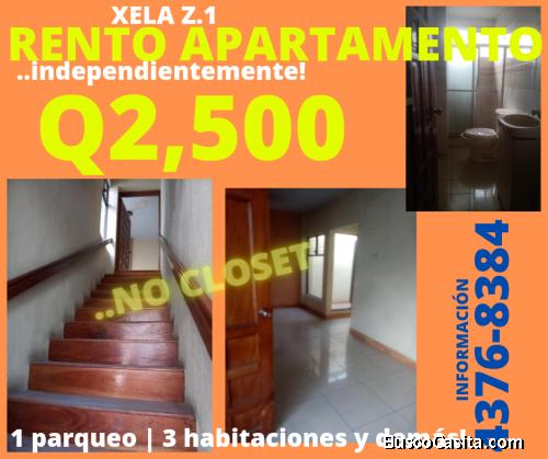 EN RENTA CASA TIPO APARTAMENTO EN XELA Z.1