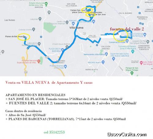 Venta en VILLA NUEVA  de Apartamento Y casas