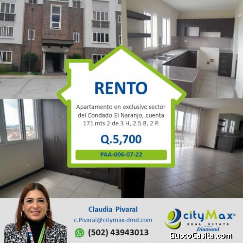 RENTO APARTAMENTO AMPLIO Y HERMOSO EN CONDADO EL NARANJO