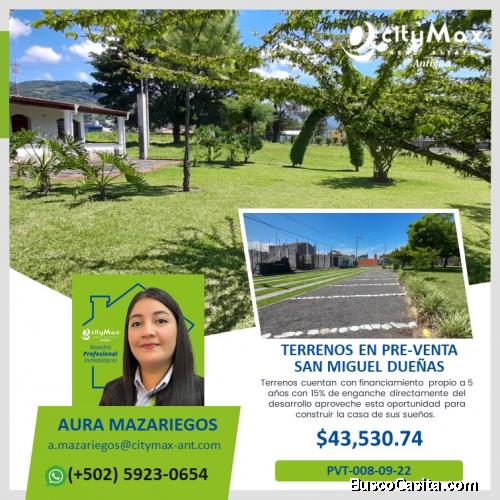 Pre-venta de terrenos dentro de condominio  en San Miguel Dueñas 